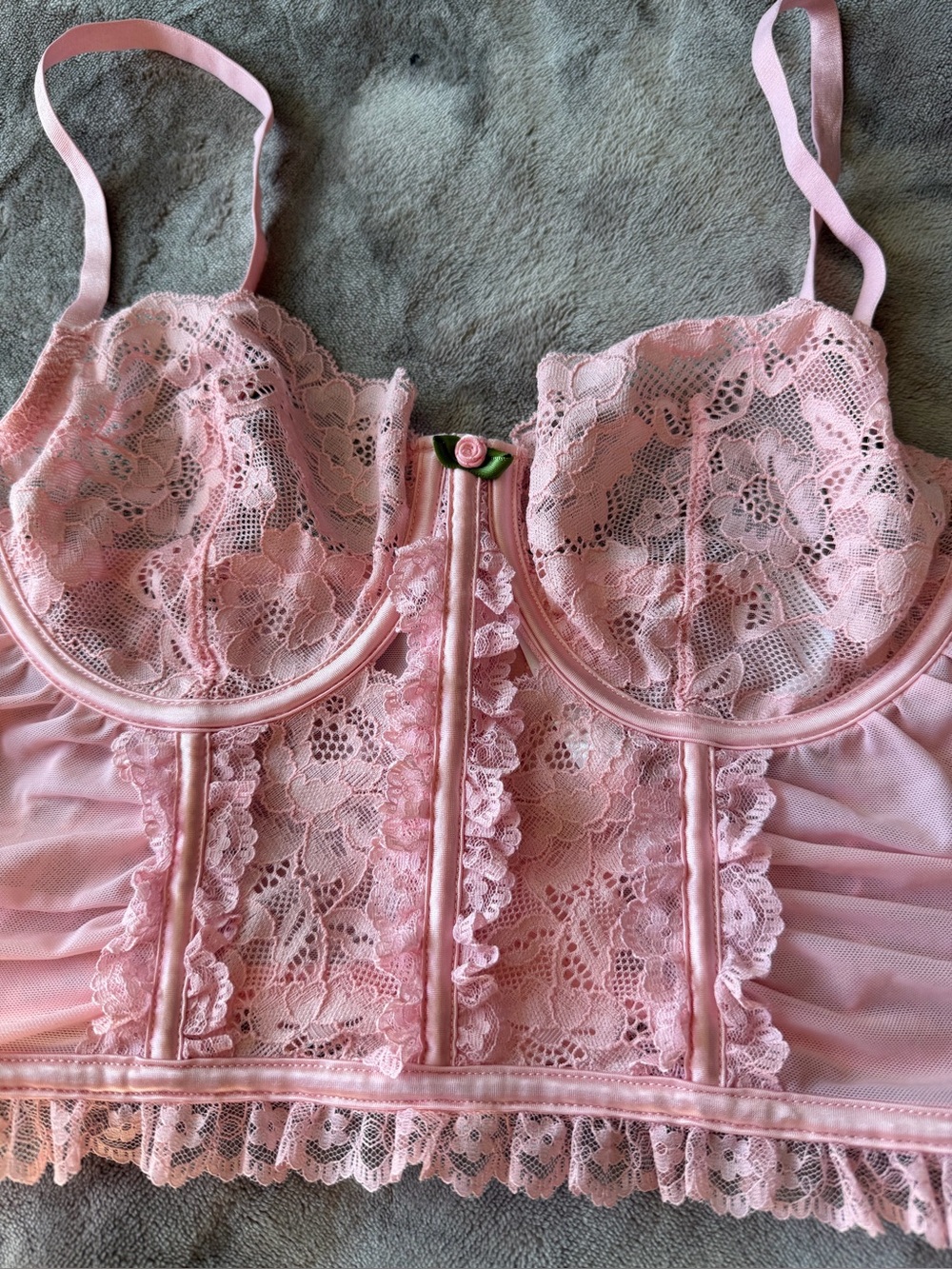 Anthropologie Pink Lace Longline Bustier Bra - never worn
